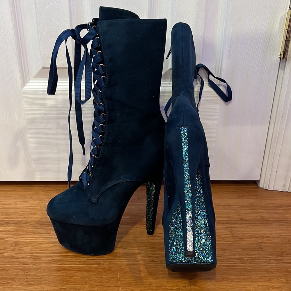 Glitter Customized Teal Baby Dolls by Hella Heels